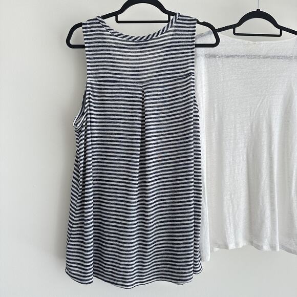 Torrid Tank H&M Top Lot of 2 XXL 2X Linen Blend Navy White Flowy Basic Minimalis - Picture 7 of 10